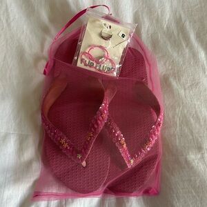 Sunly Pink Flip Flops with Beaded Straps size 6